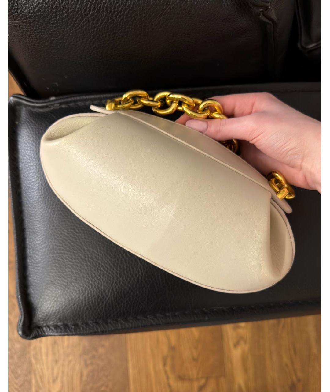 YUZEFI Бежевая кожаная сумка с короткими ручками, фото 3