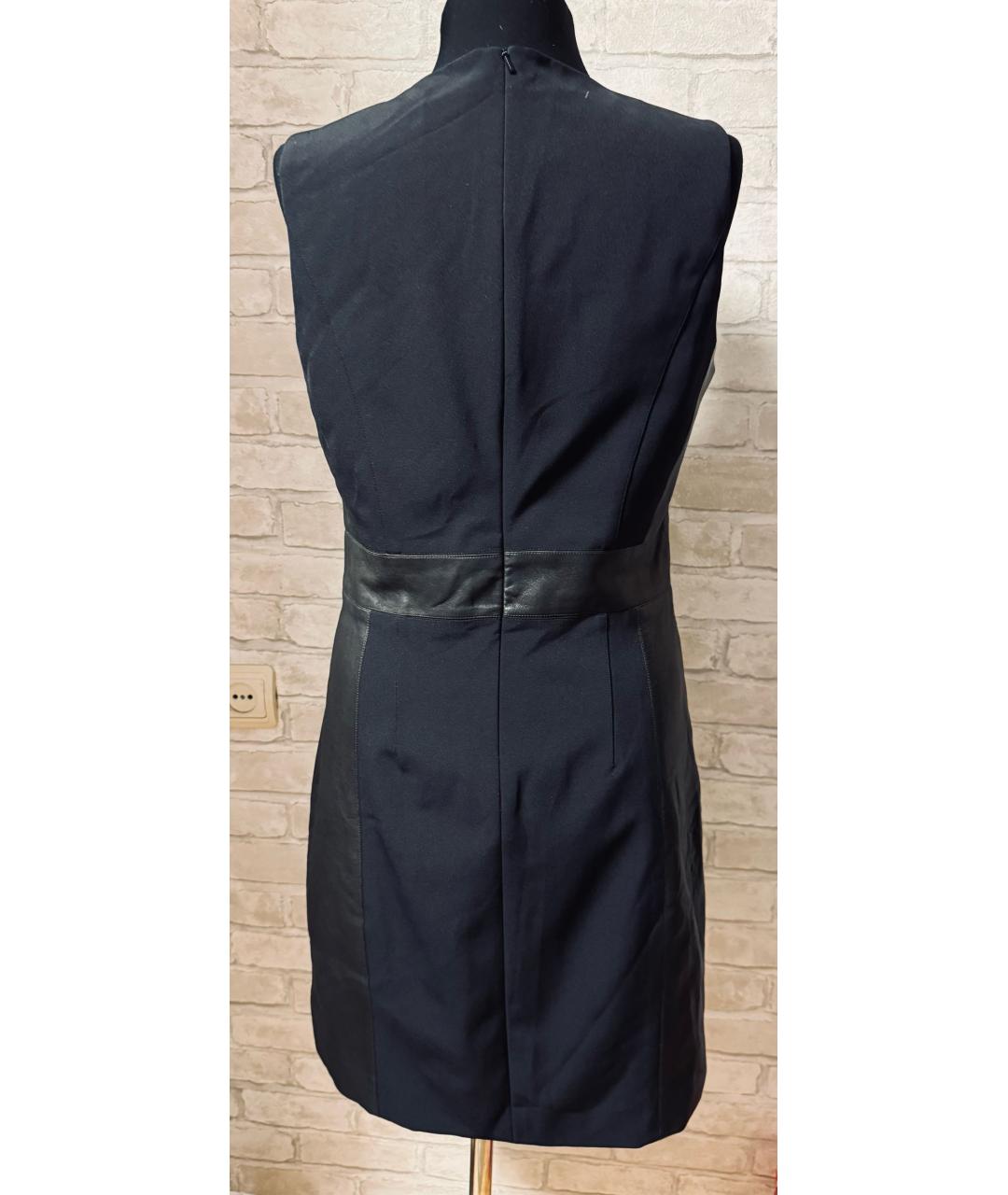 THEORY Черное кожаное коктейльное платье, фото 2