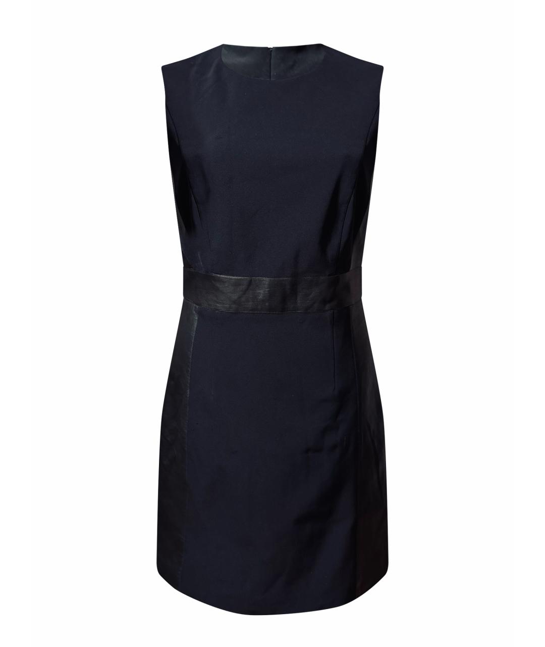 THEORY Черное кожаное коктейльное платье, фото 1