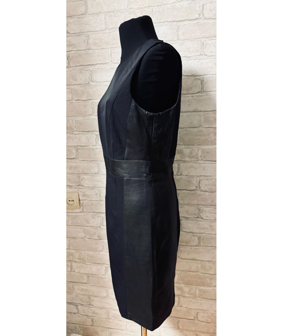 THEORY Черное кожаное коктейльное платье, фото 4