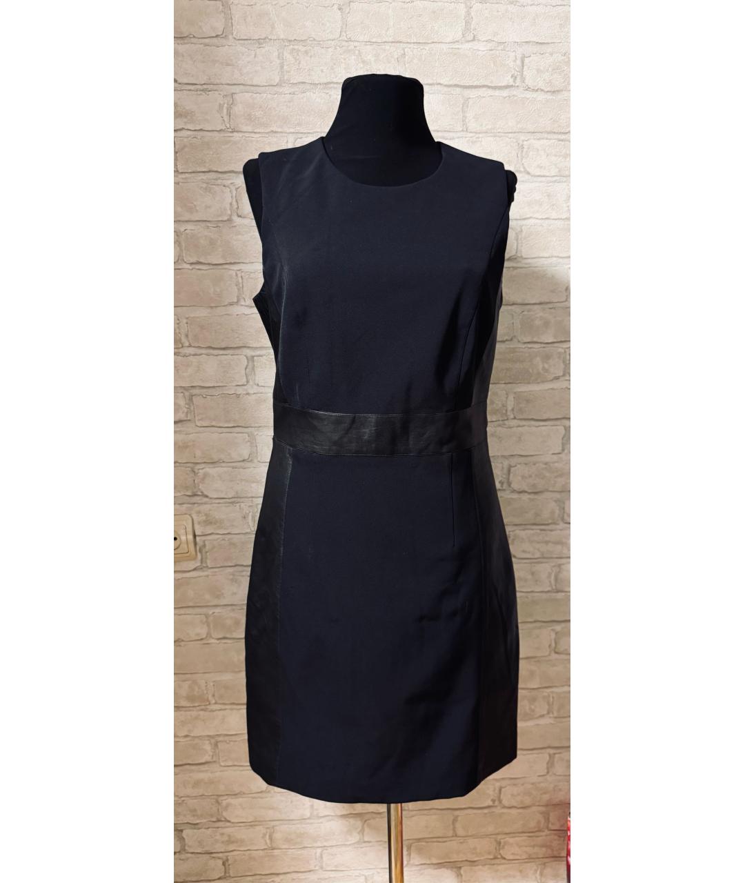 THEORY Черное кожаное коктейльное платье, фото 7