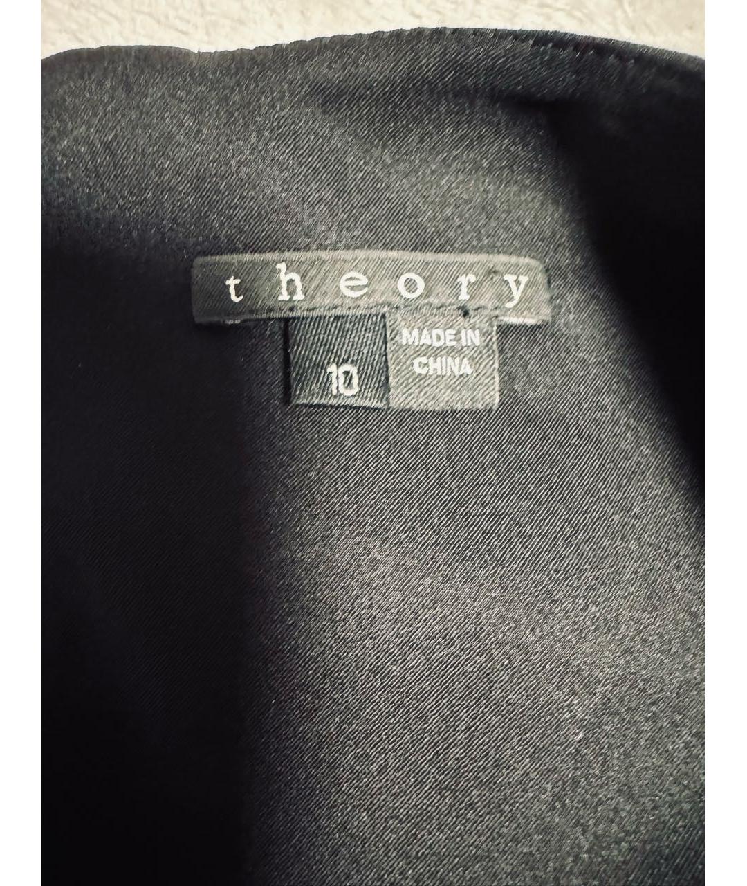 THEORY Черное кожаное коктейльное платье, фото 3