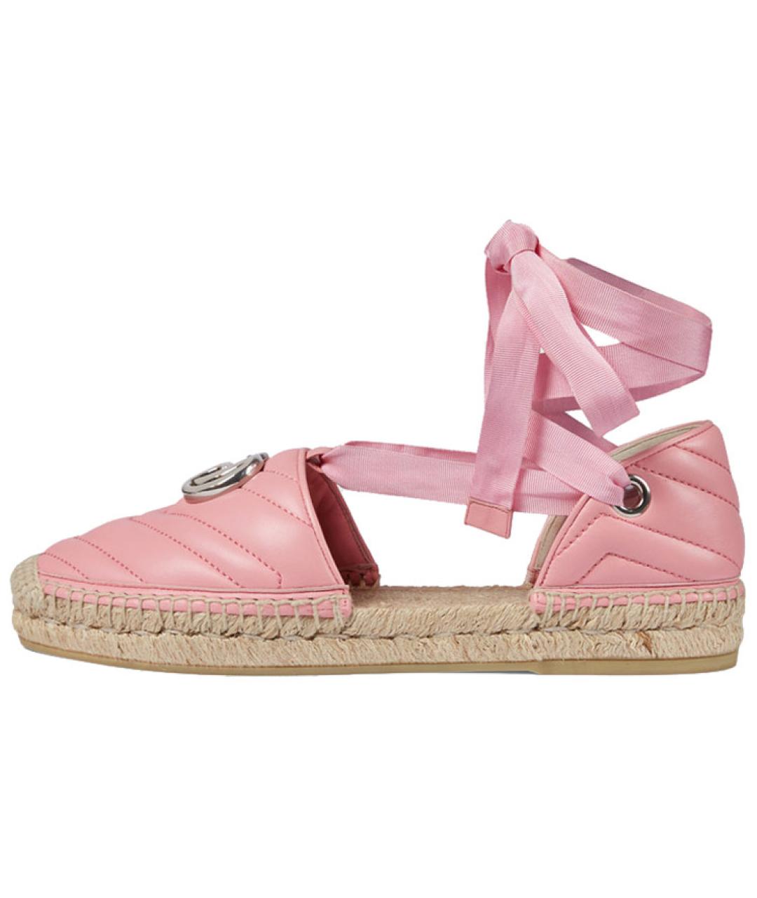 GUCCI Розовые кожаные эспадрильи, фото 6
