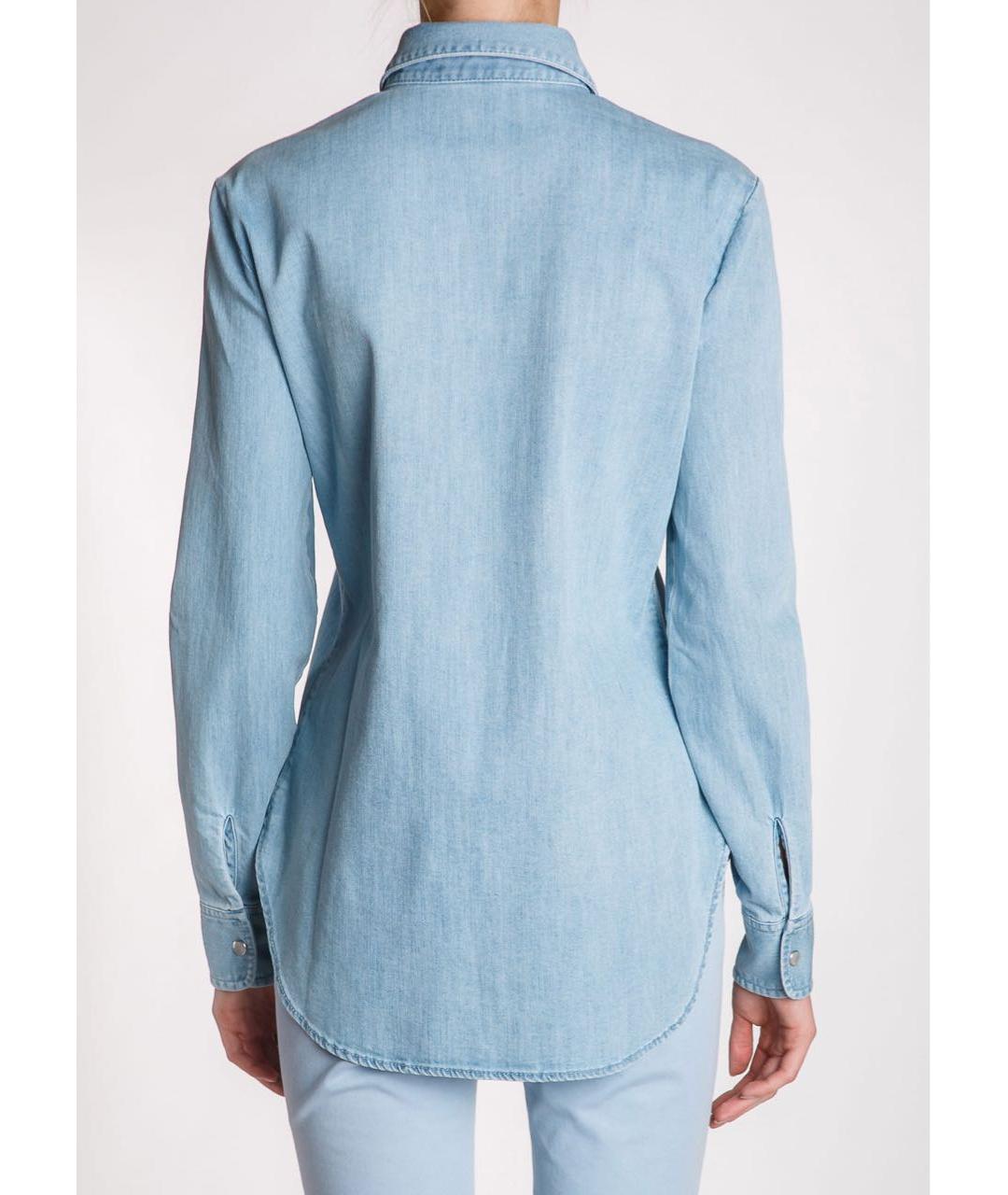STELLA MCCARTNEY Голубая хлопко-эластановая рубашка, фото 5