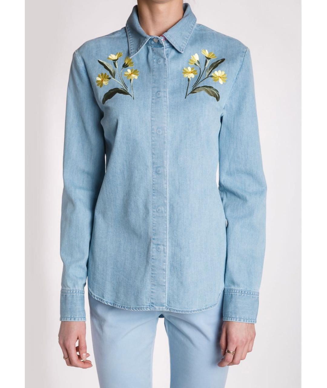 STELLA MCCARTNEY Голубая хлопко-эластановая рубашка, фото 4