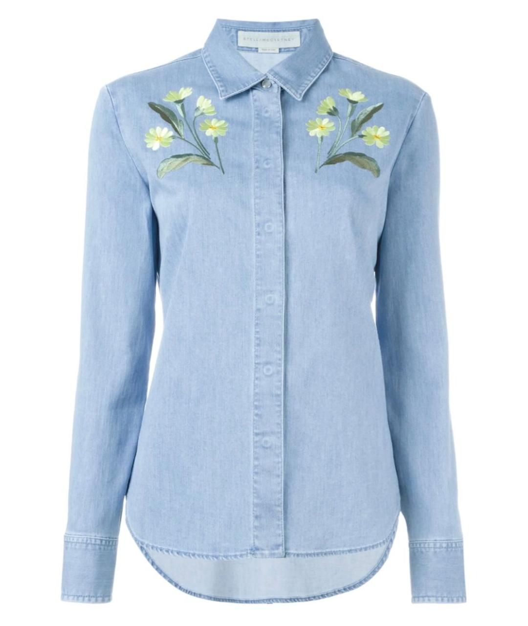 STELLA MCCARTNEY Голубая хлопко-эластановая рубашка, фото 9
