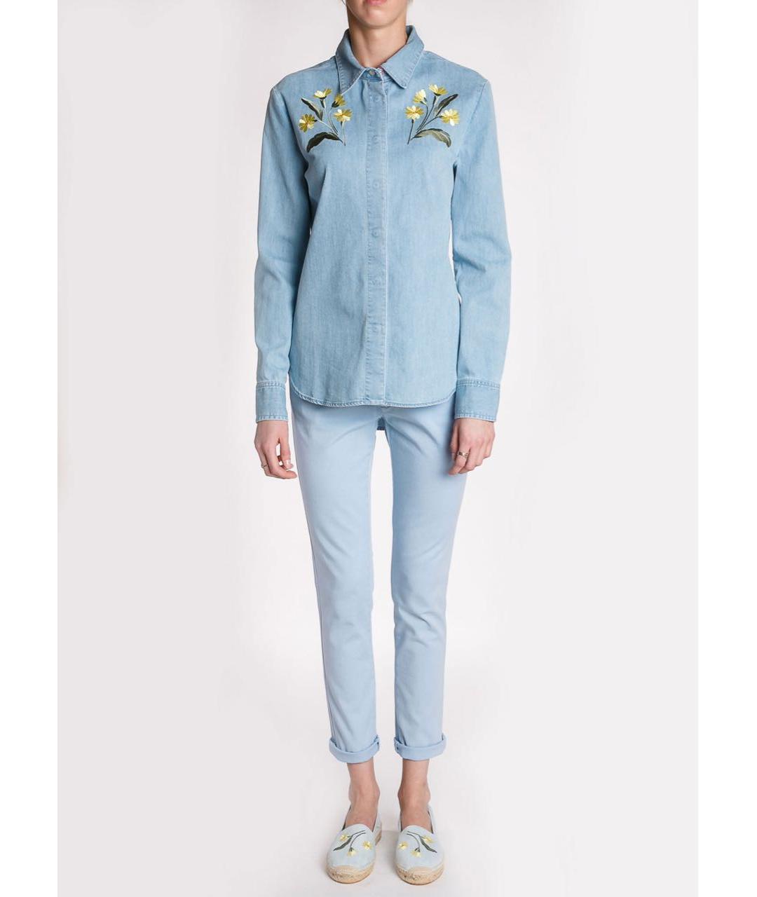 STELLA MCCARTNEY Голубая хлопко-эластановая рубашка, фото 6