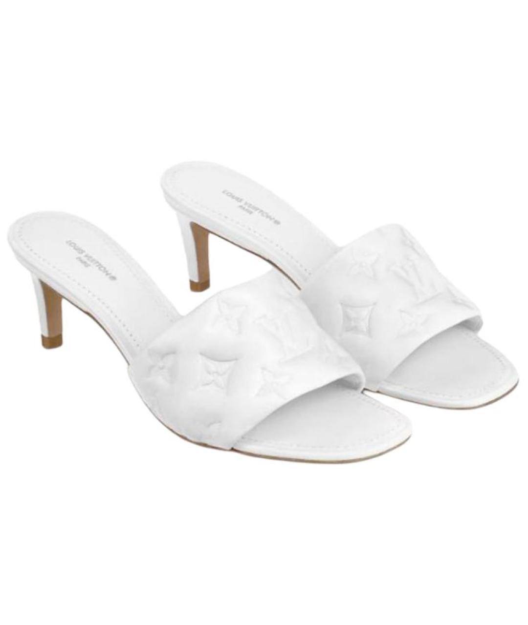 LOUIS VUITTON Белые кожаные сандалии, фото 4