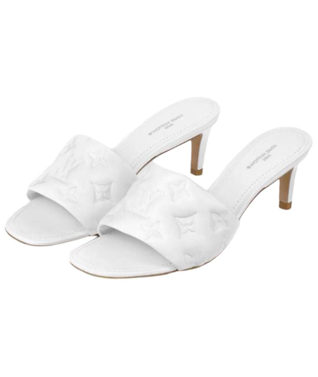 LOUIS VUITTON Белые кожаные сандалии, фото 3