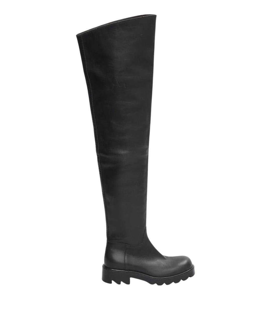 BOTTEGA VENETA Черные кожаные ботфорты, фото 1