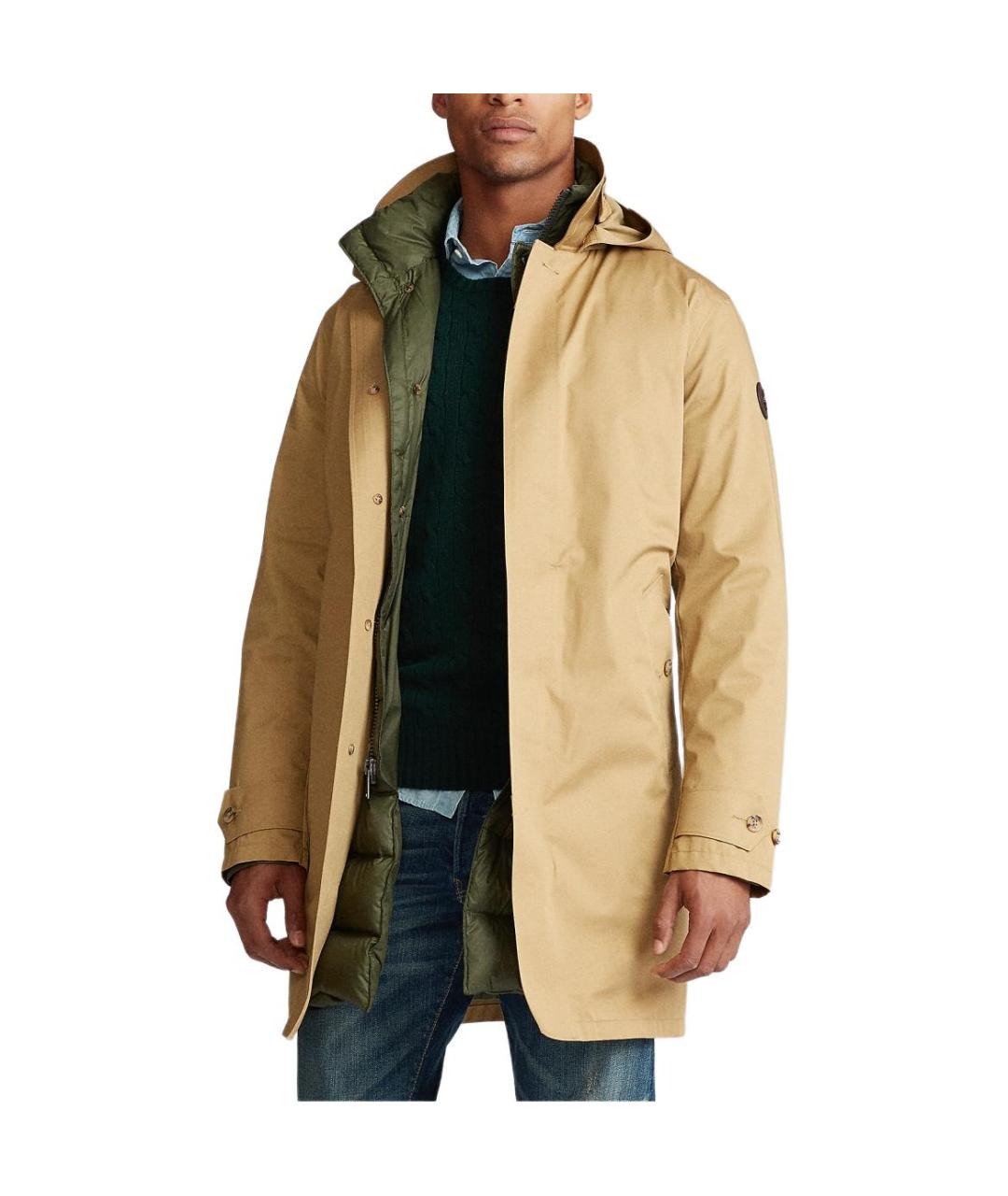 POLO RALPH LAUREN Бежевый полиамидовый пуховик, фото 4