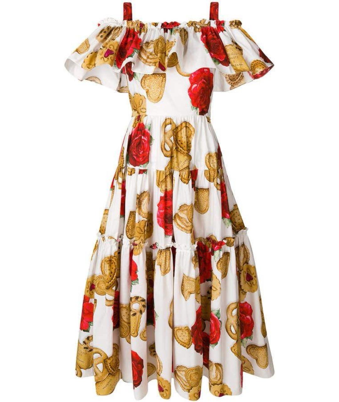 DOLCE&GABBANA Мульти хлопковое вечернее платье, фото 9