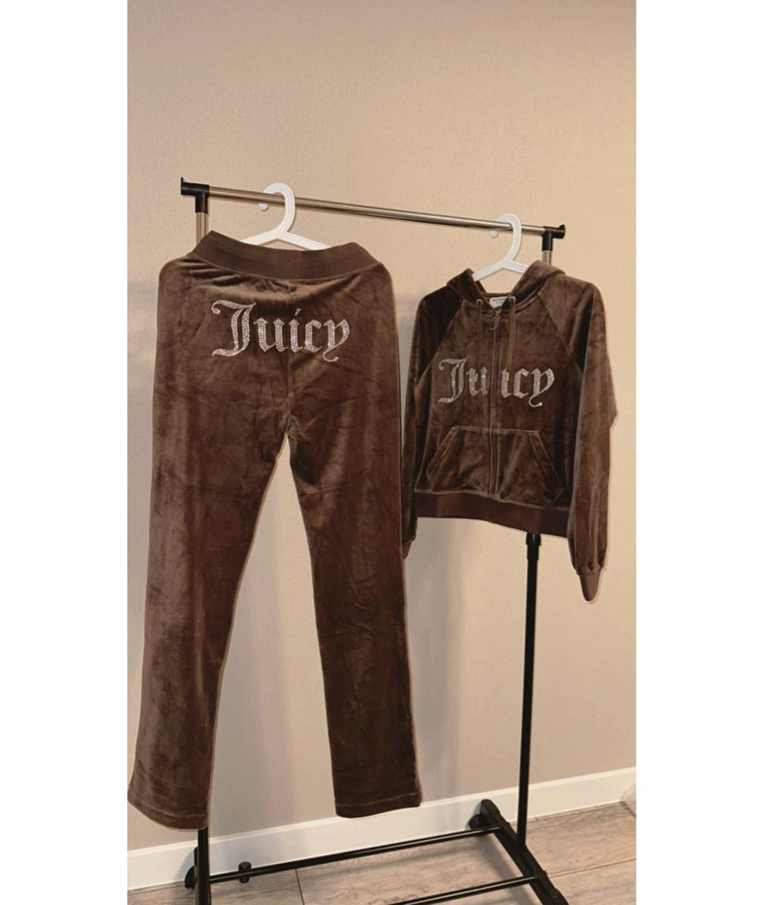 JUICY COUTURE Коричневый велюровый костюм с брюками, фото 9