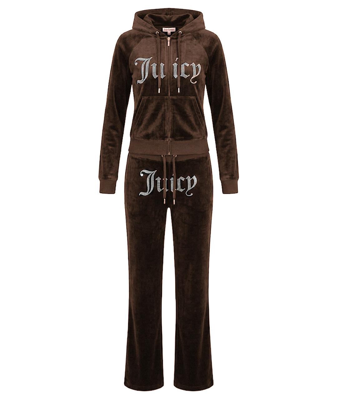 JUICY COUTURE Коричневый велюровый костюм с брюками, фото 1
