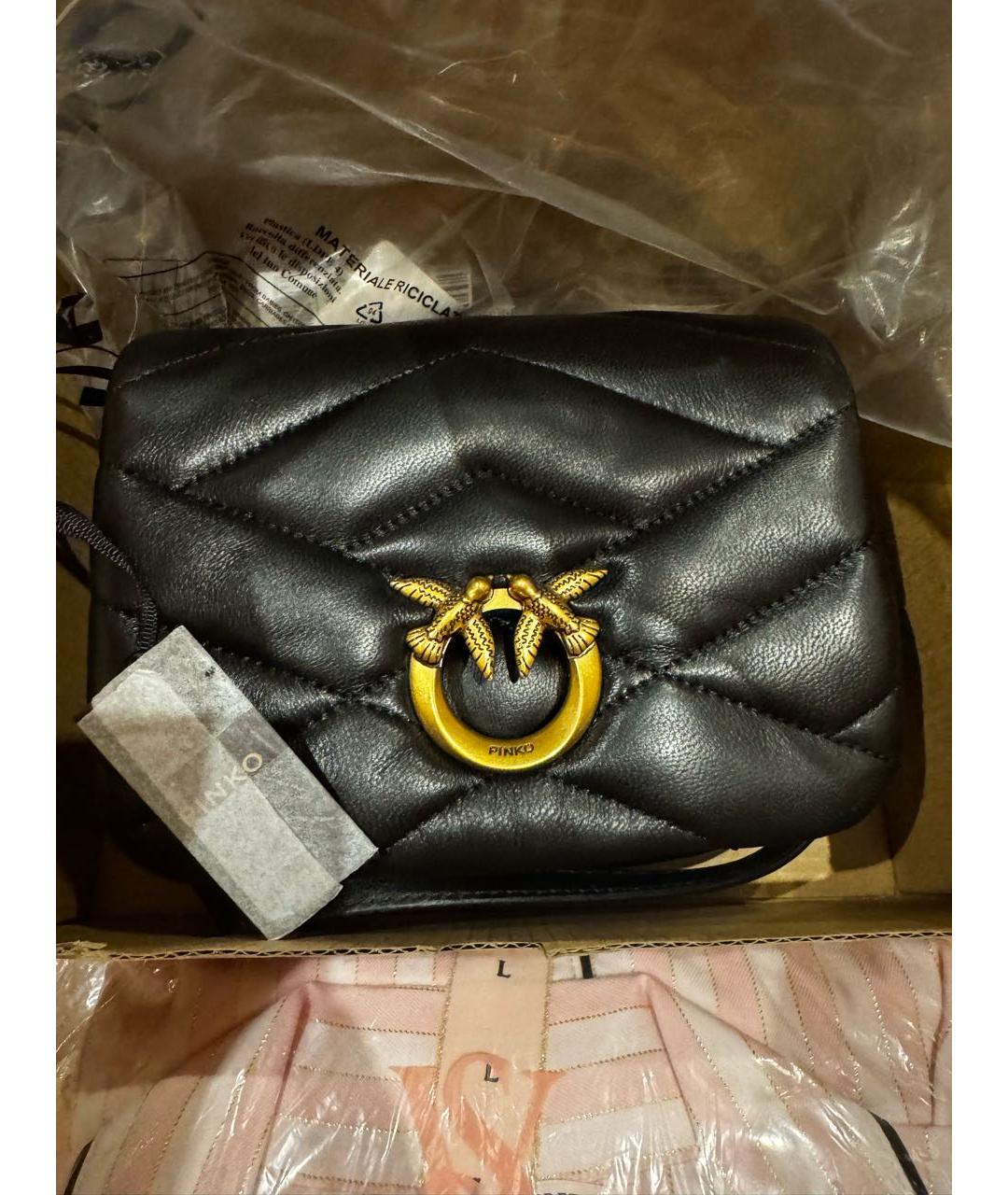 PINKO Черная кожаная сумка через плечо, фото 4