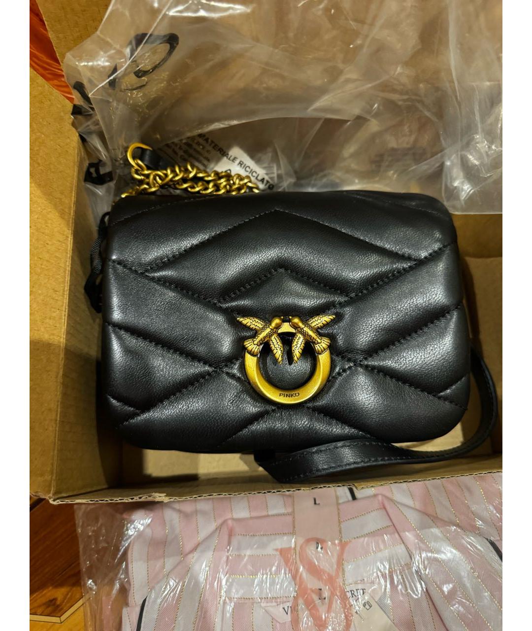 PINKO Черная кожаная сумка через плечо, фото 8