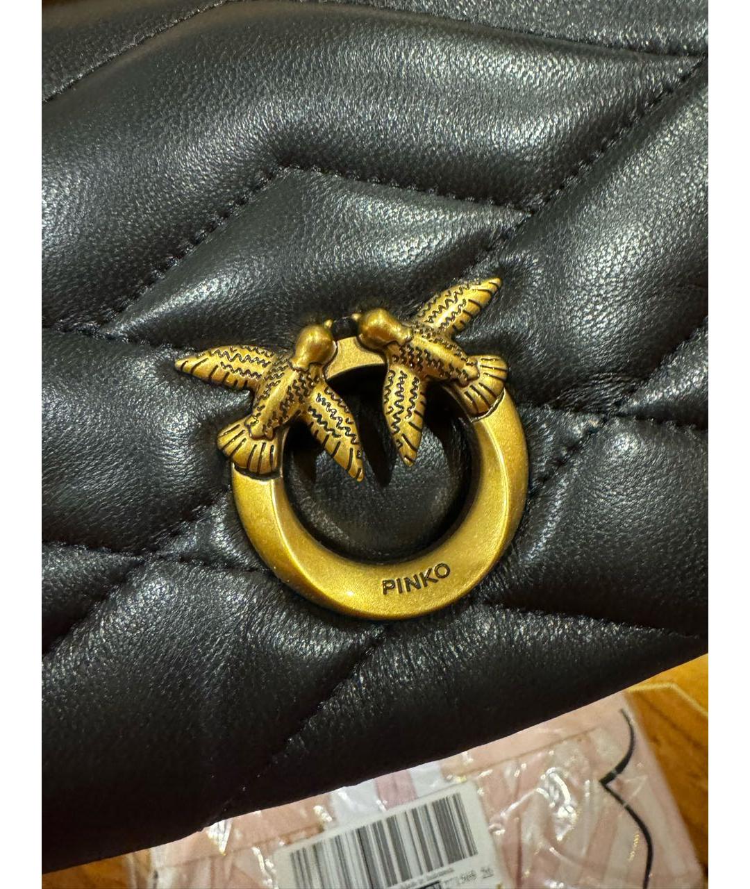PINKO Черная кожаная сумка через плечо, фото 3