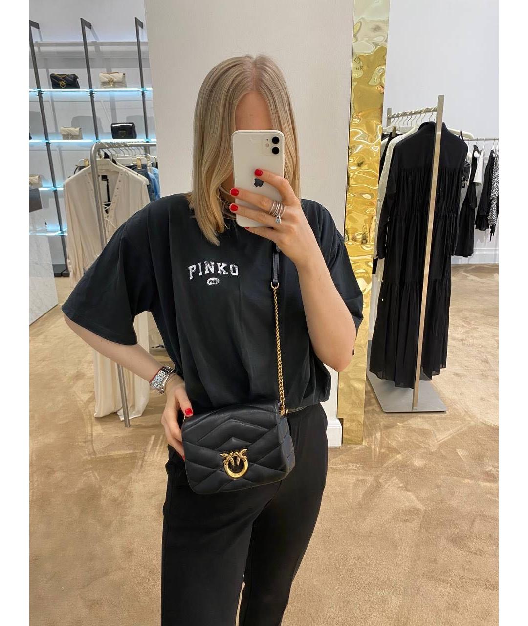 PINKO Черная кожаная сумка через плечо, фото 7