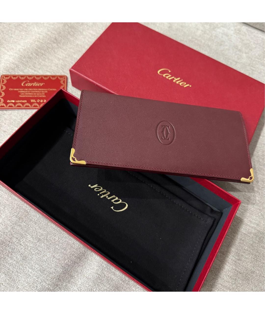 CARTIER Бордовый кожаный кошелек, фото 4