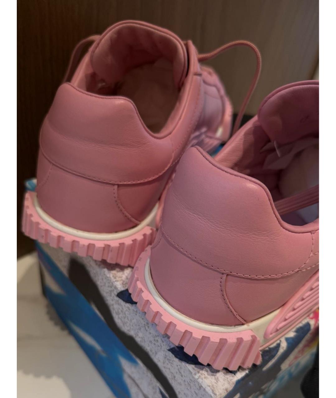 DOLCE&GABBANA Розовые кожаные кроссовки, фото 4