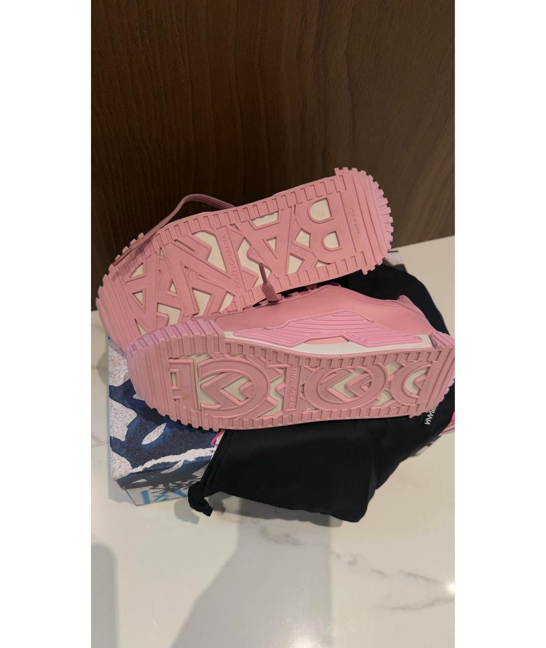 DOLCE&GABBANA Розовые кожаные кроссовки, фото 5