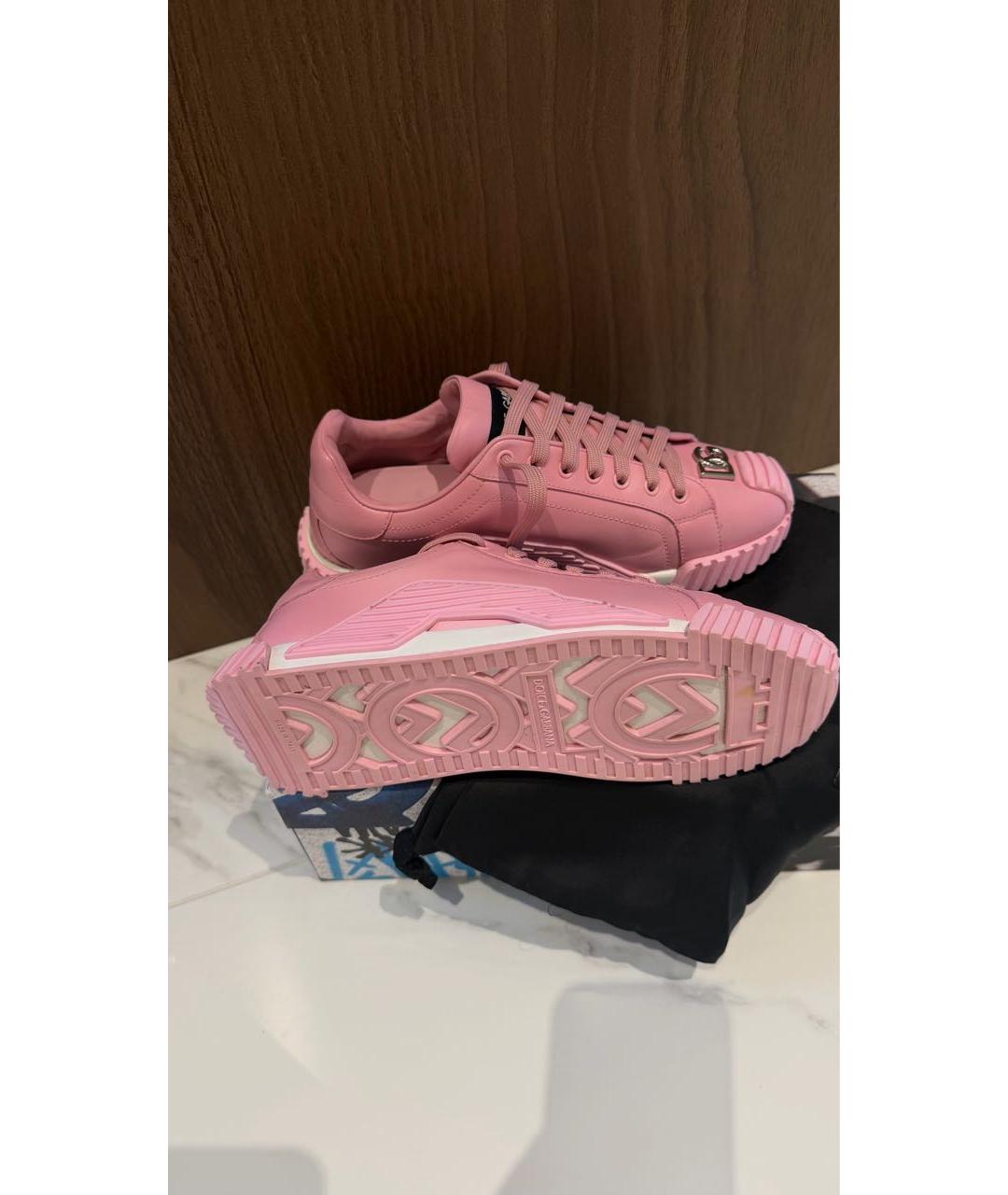 DOLCE&GABBANA Розовые кожаные кроссовки, фото 6