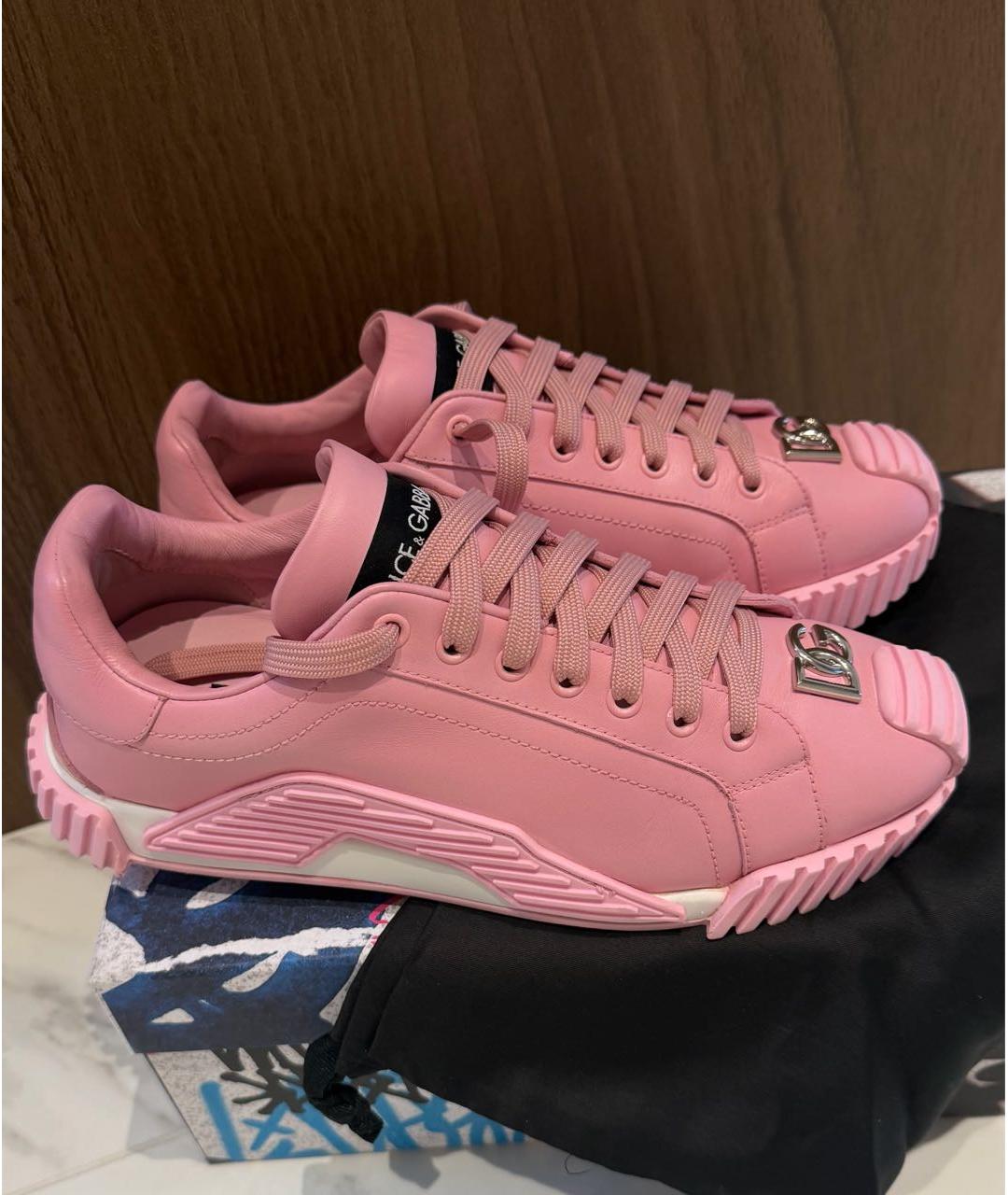 DOLCE&GABBANA Розовые кожаные кроссовки, фото 9