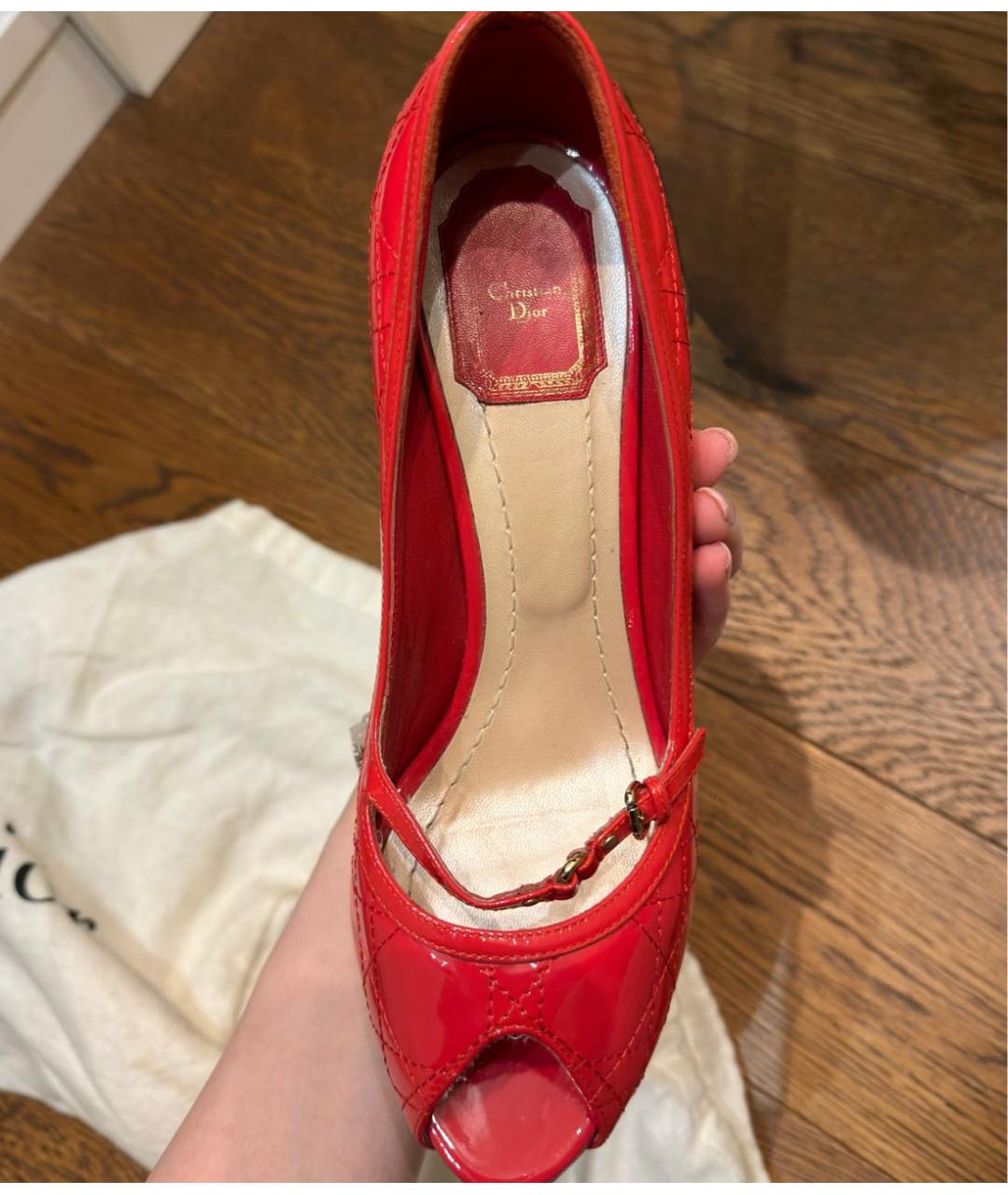CHRISTIAN DIOR Коралловые туфли из лакированной кожи, фото 4