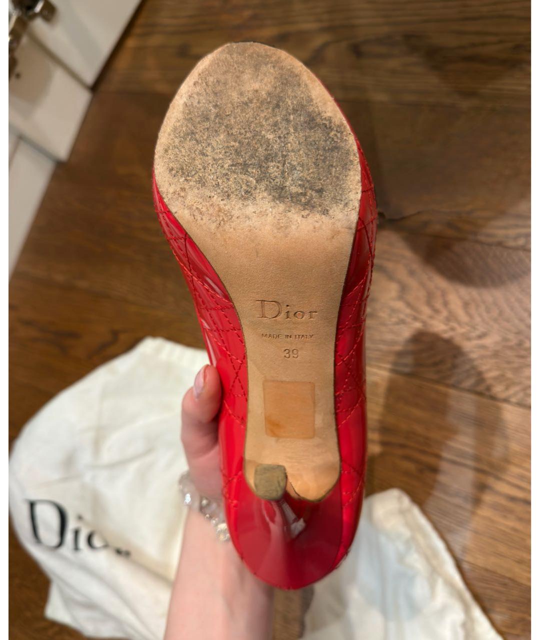 CHRISTIAN DIOR Коралловые туфли из лакированной кожи, фото 5