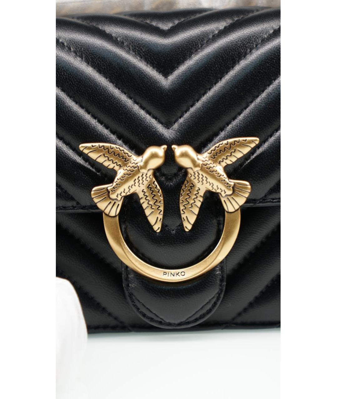 PINKO Черная кожаная сумка через плечо, фото 3