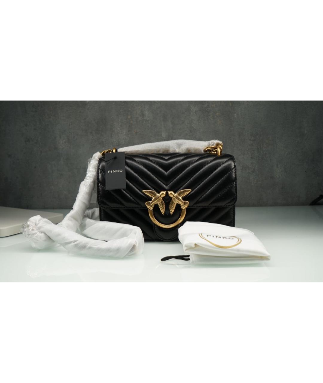 PINKO Черная кожаная сумка через плечо, фото 2