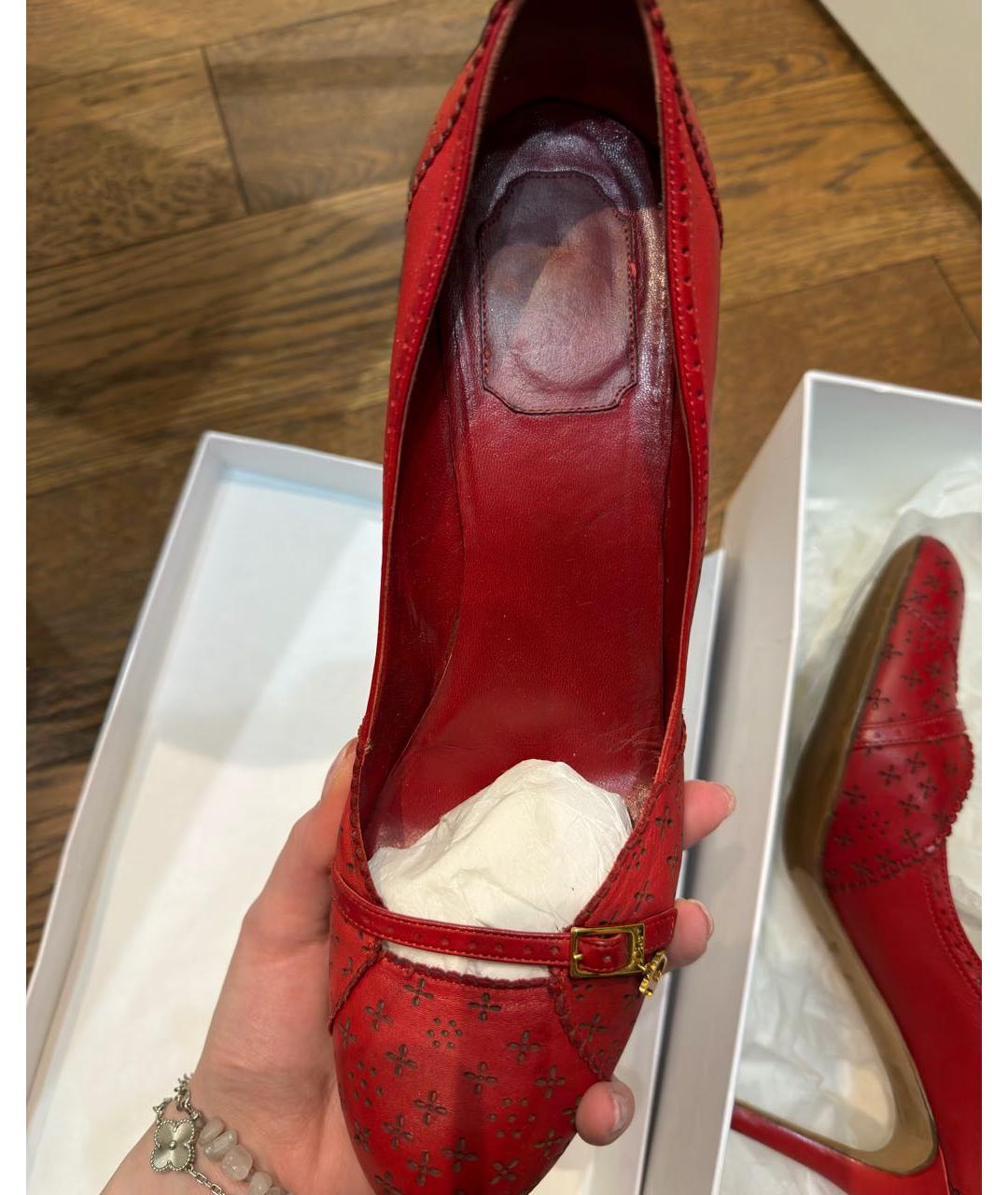 CHRISTIAN DIOR Бордовые кожаные туфли, фото 4