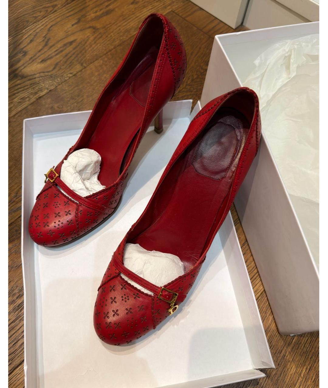 CHRISTIAN DIOR Бордовые кожаные туфли, фото 3