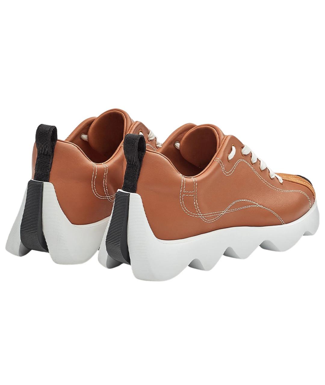 HERMES Коричневые кожаные кроссовки, фото 4