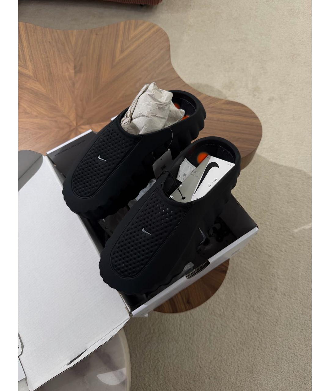 NIKE Черные резиновые шлепанцы, фото 5