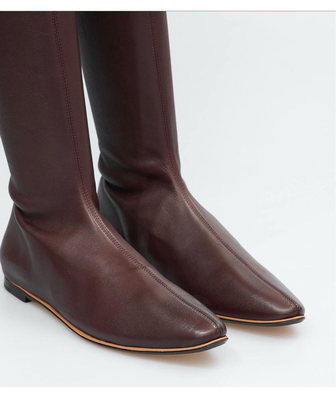 BOTTEGA VENETA Бордовые кожаные ботфорты, фото 3