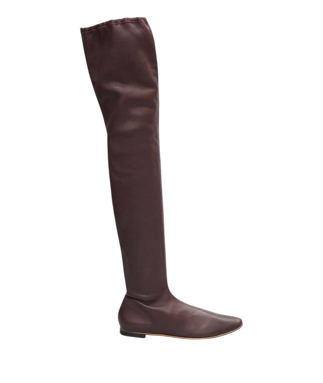 BOTTEGA VENETA Бордовые кожаные ботфорты, фото 1