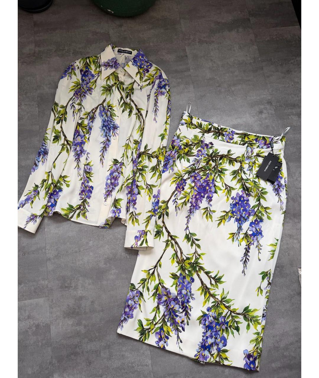 DOLCE&GABBANA Белый шелковый костюм с юбками, фото 9