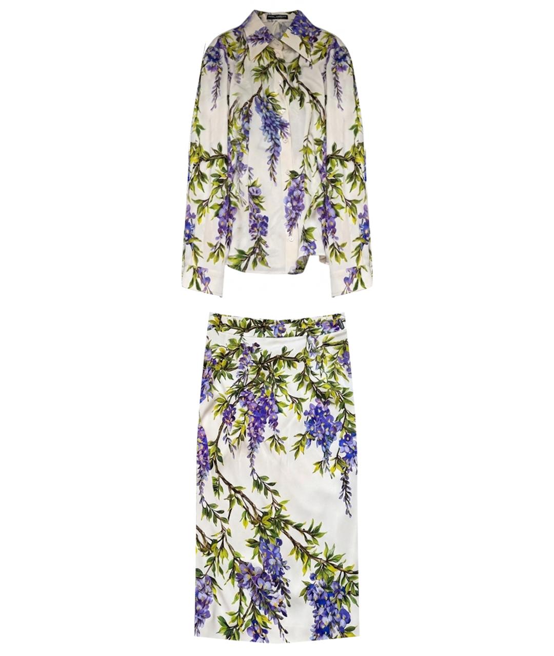 DOLCE&GABBANA Белый шелковый костюм с юбками, фото 1