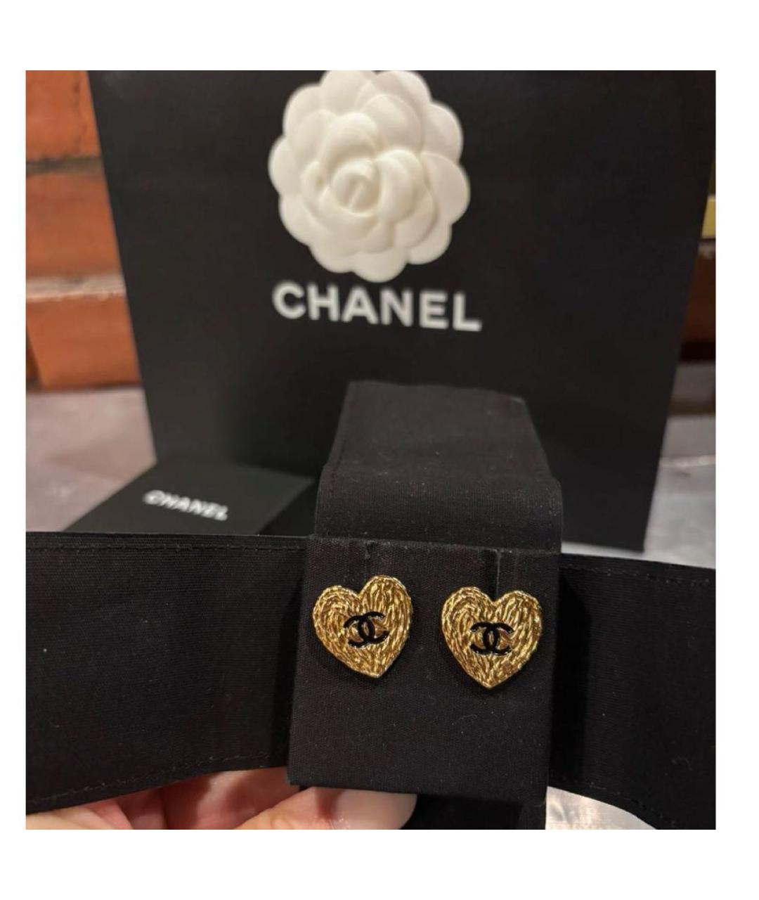 CHANEL Золотые металлические серьги, фото 3