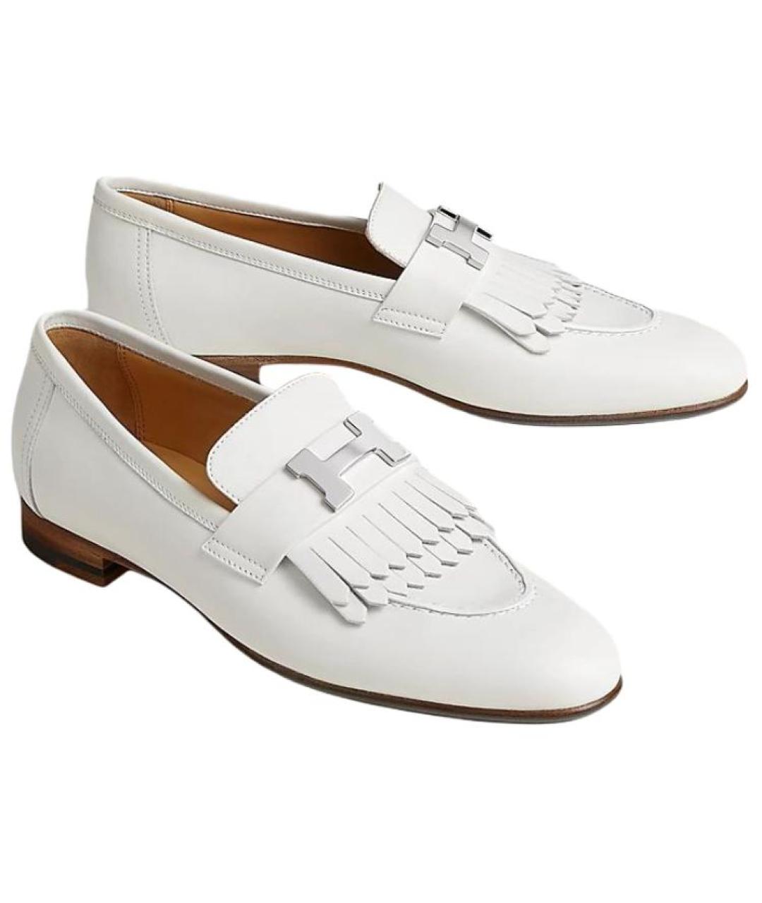 HERMES Белые кожаные лоферы, фото 3