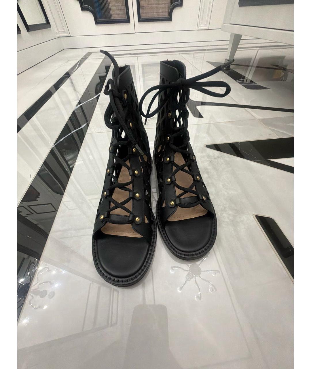 CHRISTIAN DIOR Черные кожаные сандалии, фото 2