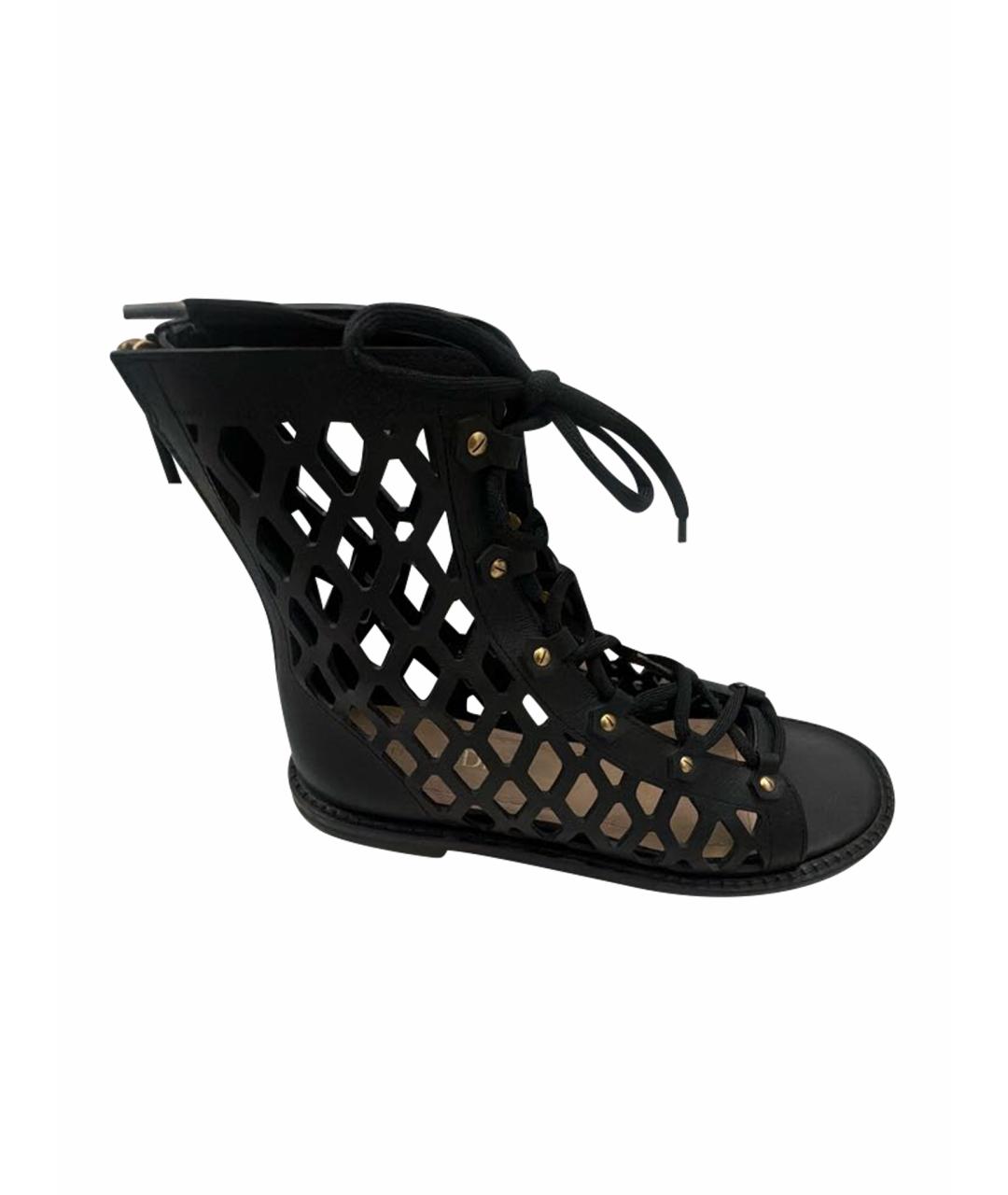 CHRISTIAN DIOR Черные кожаные сандалии, фото 1