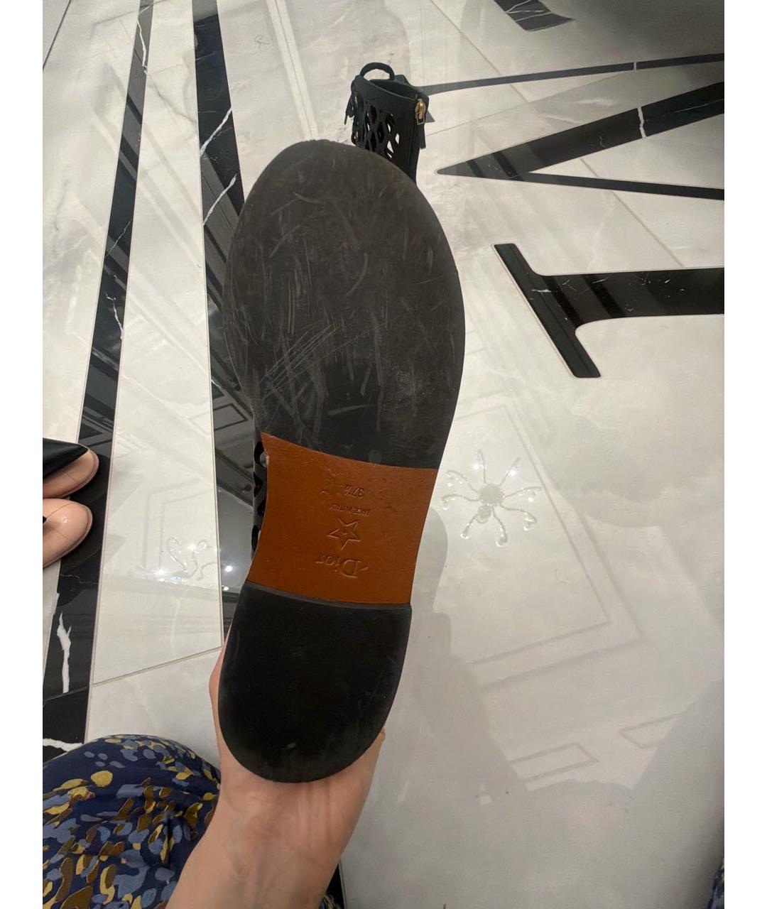 CHRISTIAN DIOR Черные кожаные сандалии, фото 6