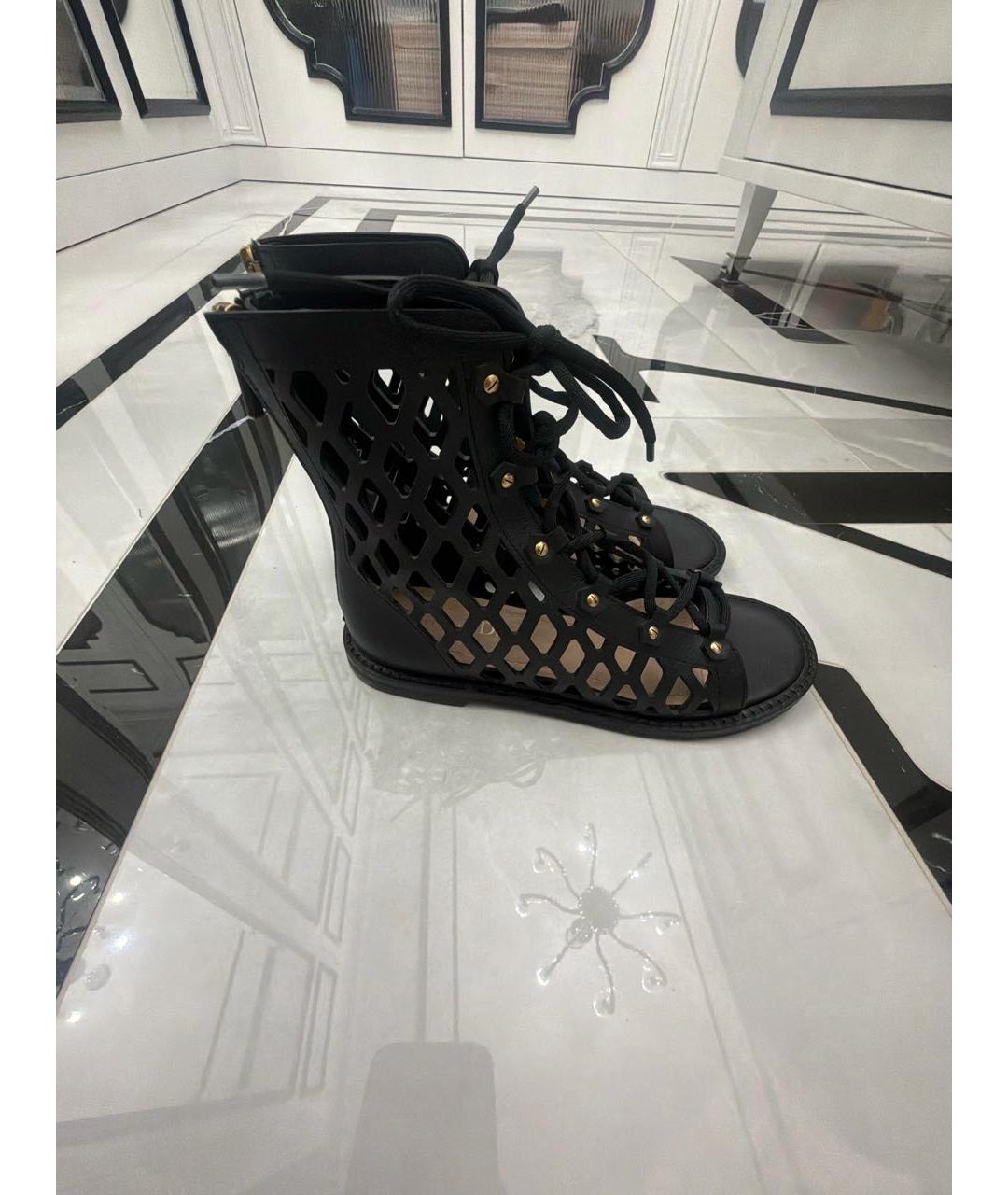 CHRISTIAN DIOR Черные кожаные сандалии, фото 8
