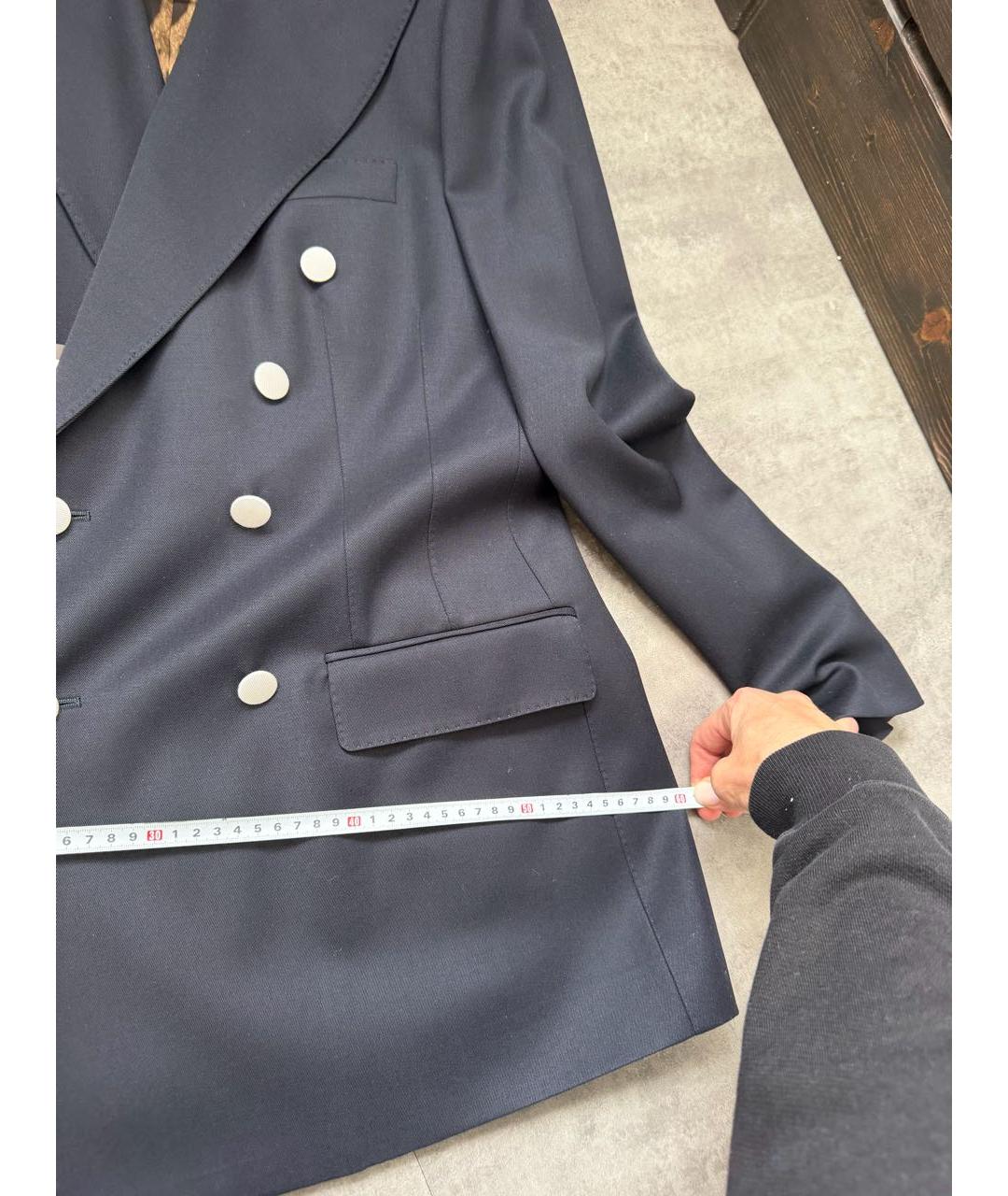 DOLCE&GABBANA Темно-синий шерстяной костюм с брюками, фото 3