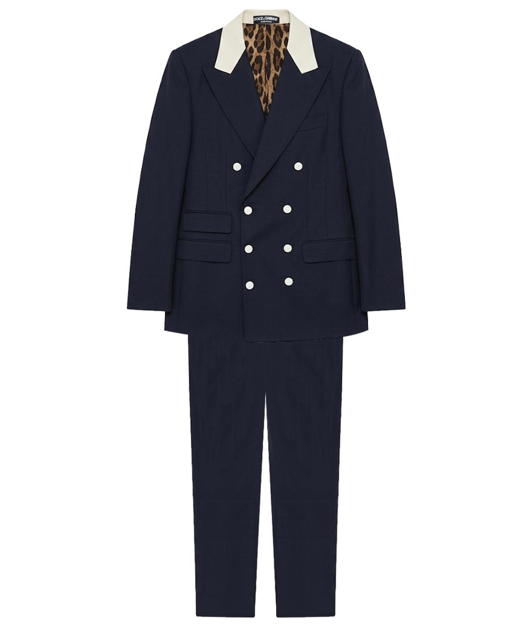 DOLCE&GABBANA Темно-синий шерстяной костюм с брюками, фото 1