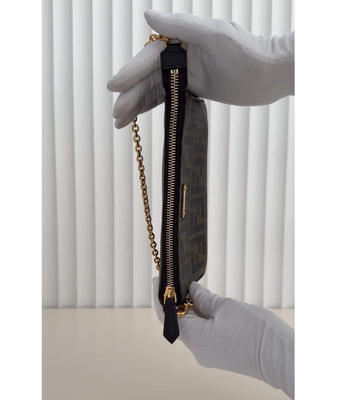 FENDI Коричневая сумка с короткими ручками, фото 4