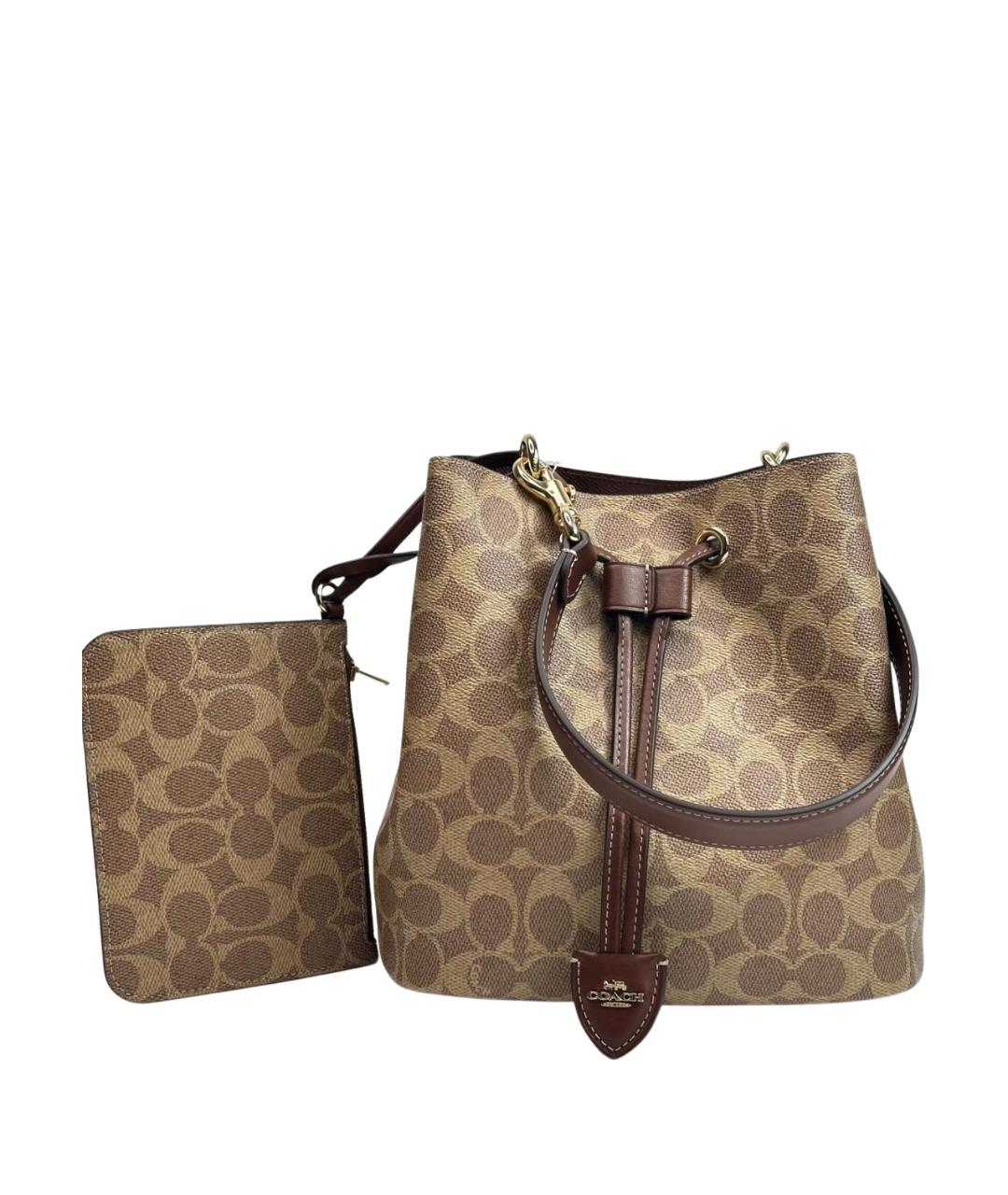 COACH Коричневая кожаная сумка через плечо, фото 1