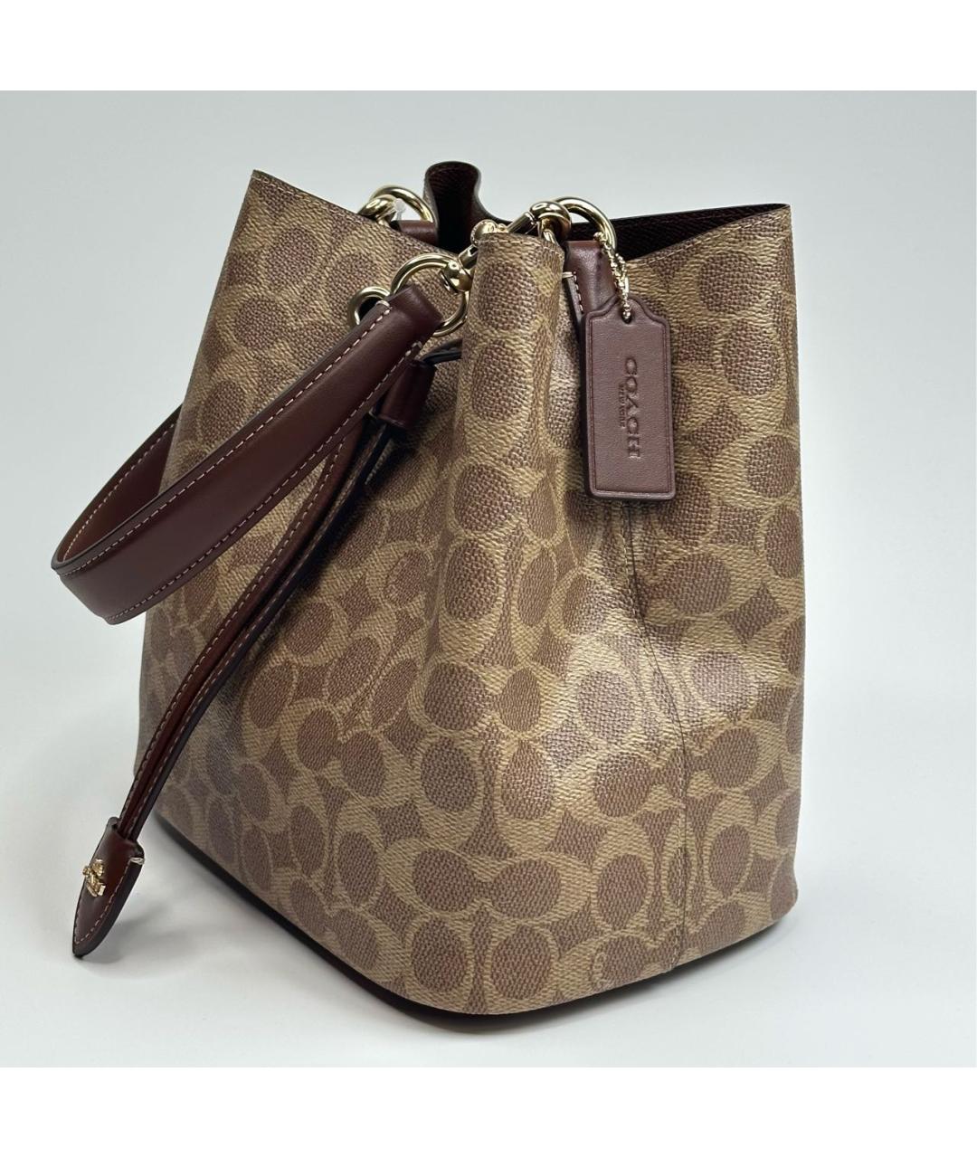 COACH Коричневая кожаная сумка через плечо, фото 2